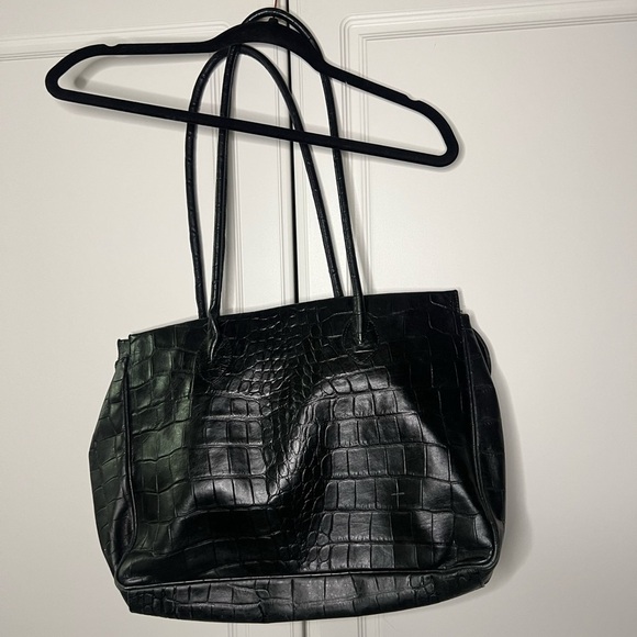 Vintage Michael Rome Made in Italy Croc Embossed Leather Tote Bag - Picture 9 of 13